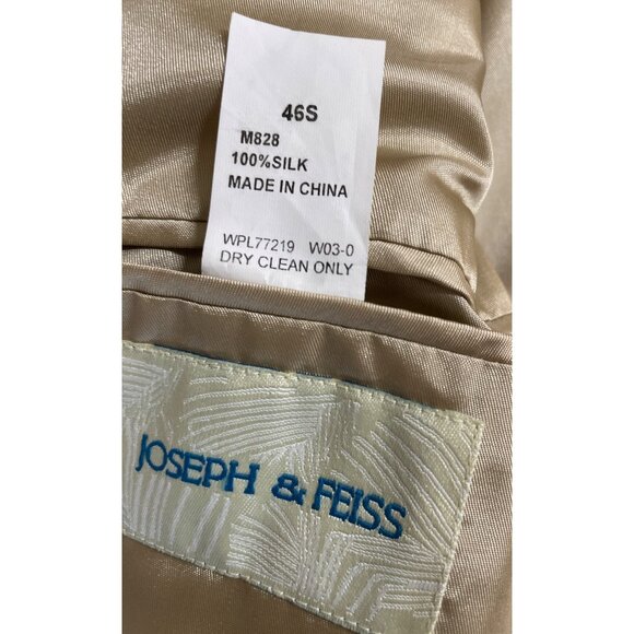 Joseph Feiss Men’s Sport Coat Blazer Suit Jacket Size 46S Beige 100% Silk - Picture 11 of 11